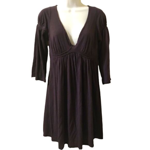 Susana Monaco Purple wool blend V neck mini dress size M - Picture 1 of 8